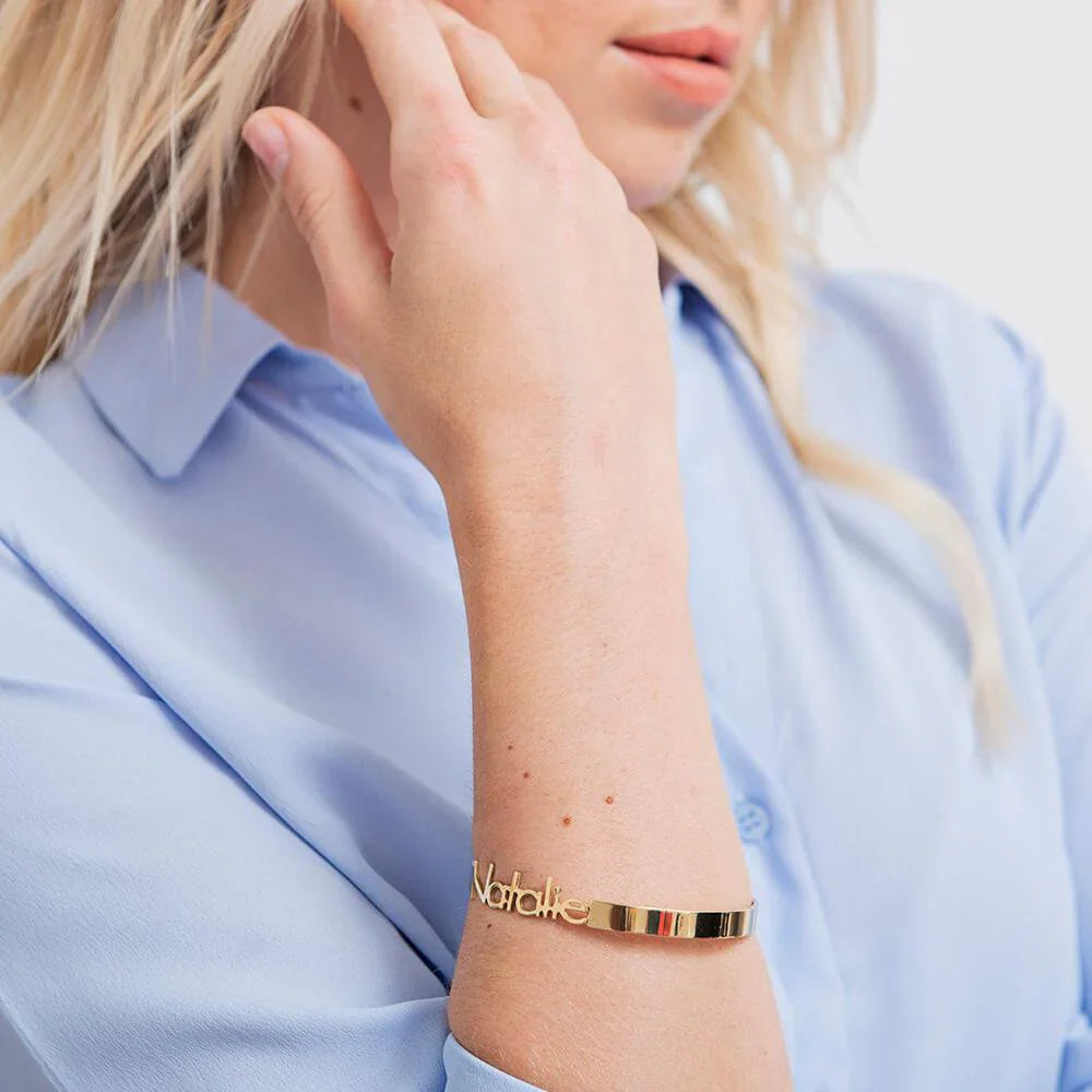 CUT OUT NAME BANGLE GOLD PLATED