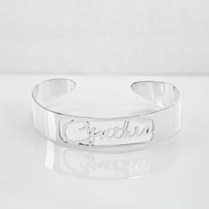 CUFF SCRIPT NAME BANGLE SILVER PLATED