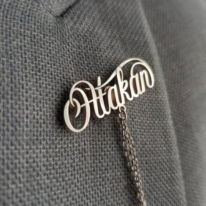 Personalized Chain Name Brooch Badge Lapel Pin